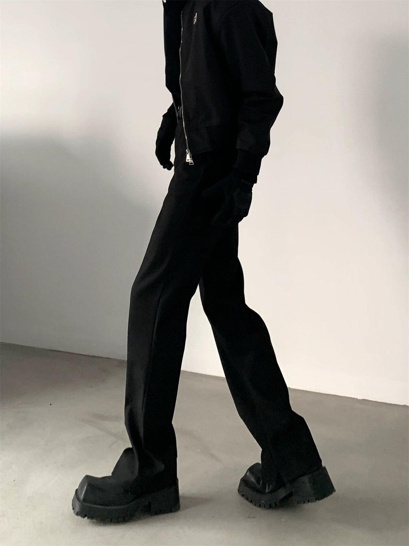 Black Straight-leg Classic Pants