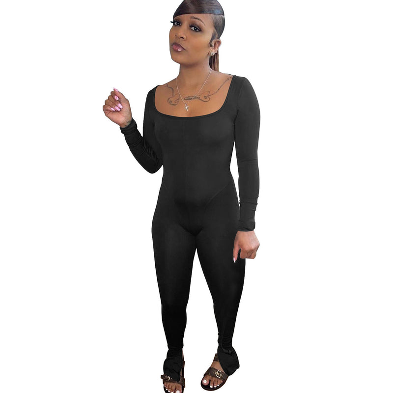 Backless Neck Trousers Color High Elastic Fabric Sports Yoga Jumpsuit