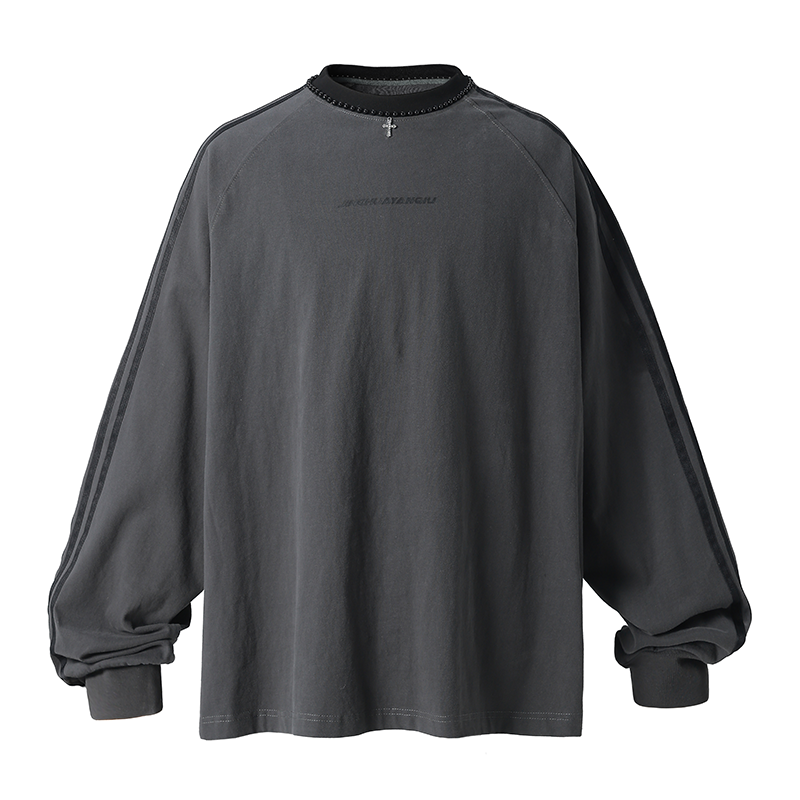 Beadwork Washed & Distressed Long Sleeve T-shirt