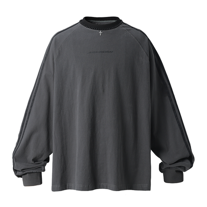 Beadwork Washed & Distressed Long Sleeve T-shirt