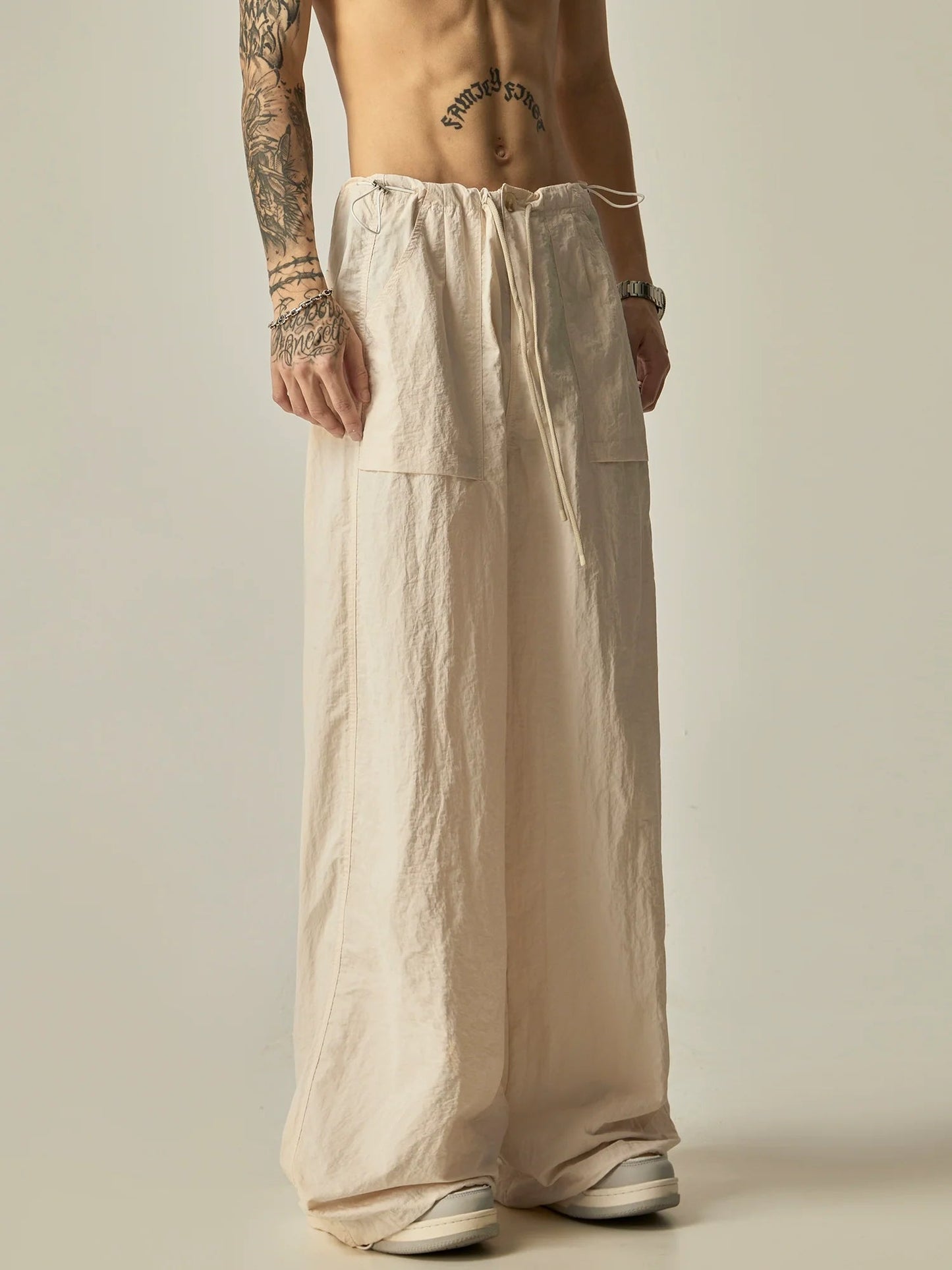 Wide-leg Linen Drawstring Lounge Pants