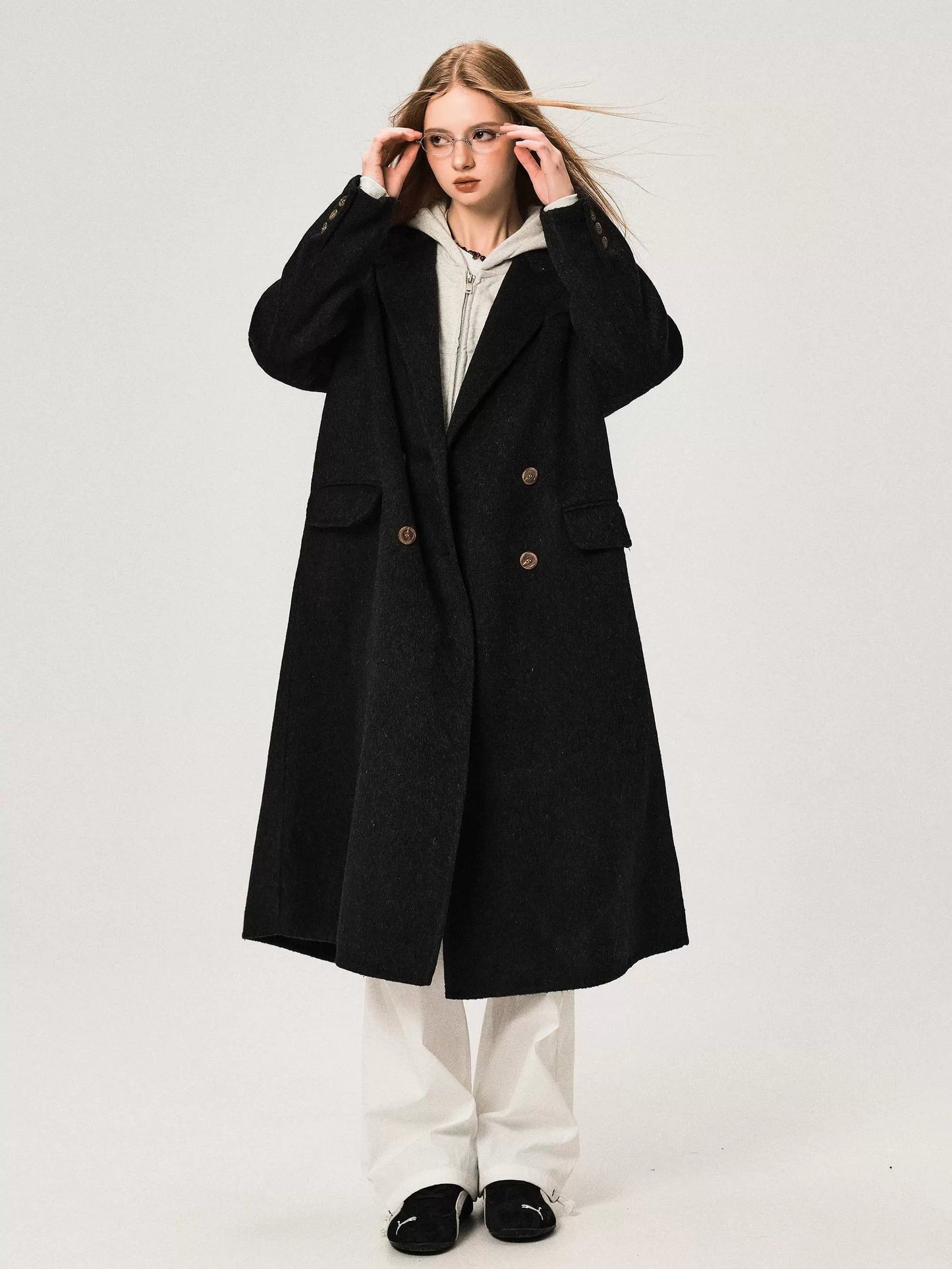 Mid-length Regular Shoulder Wool Coat