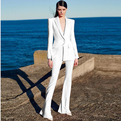 One Button Cloth Cover Mid Length Suit Bell Bottom Pants Suit Two Piece Suit