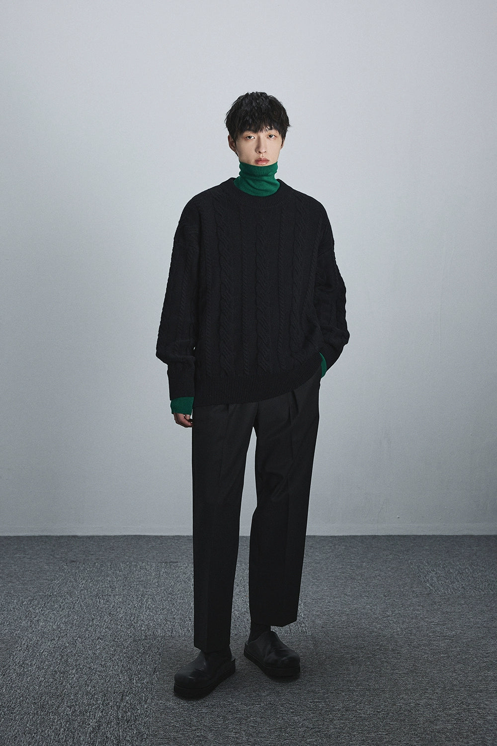 Semi-elastic Waist Wide-leg Cropped Pants