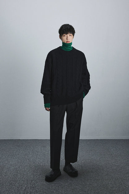 Semi-elastic Waist Wide-leg Cropped Pants