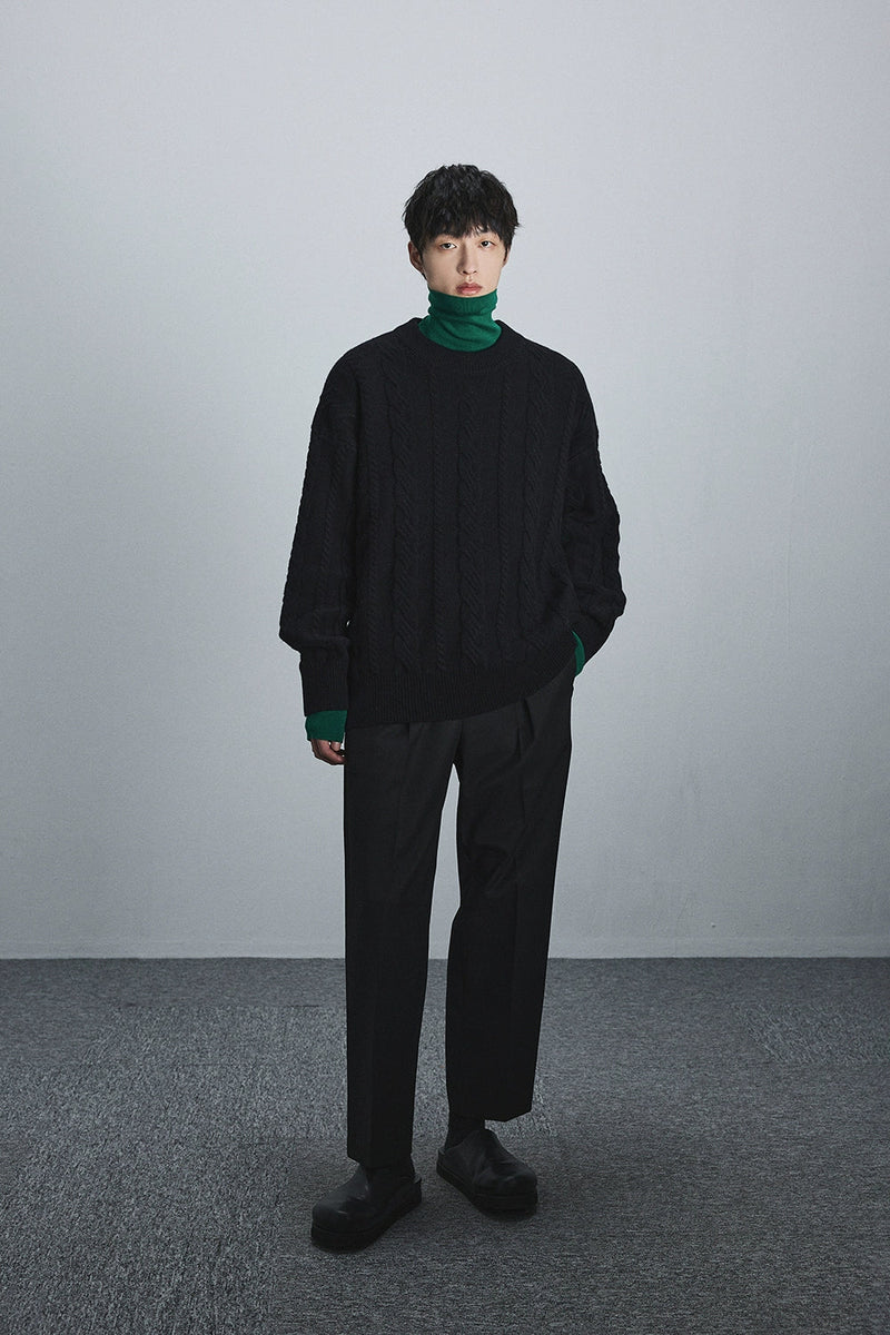 Semi-elastic Waist Wide-leg Cropped Pants