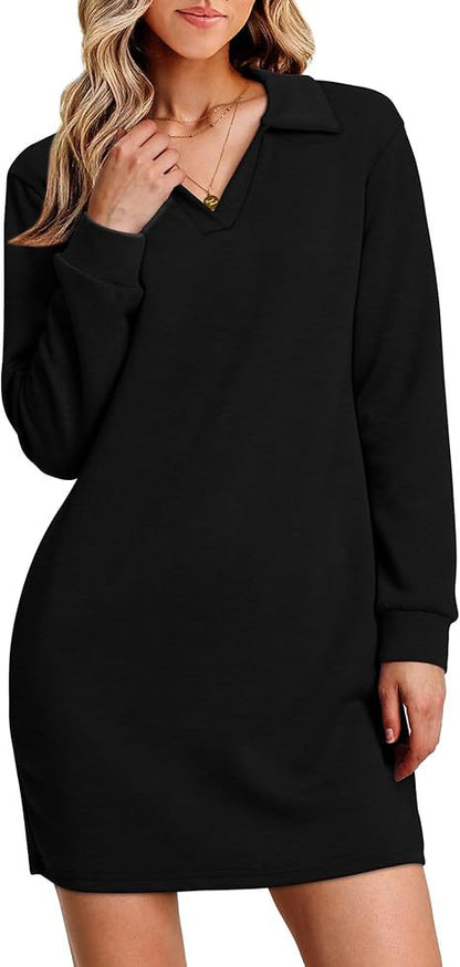 Clothing Collared Long Sleeve Color Sports Sweater Dress