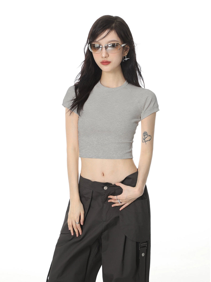 Color Regular Shoulder Short Sleeve T-shirt