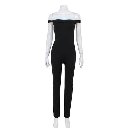Off Shoulder Corset Tight Fitting Cinched One Piece Trousers Jumpsuit Clothing