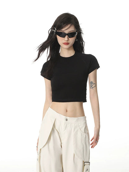 Color Regular Shoulder Short Sleeve T-shirt