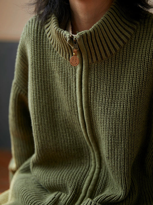 Octopusme Chunky Knit Zip-up Cardigan
