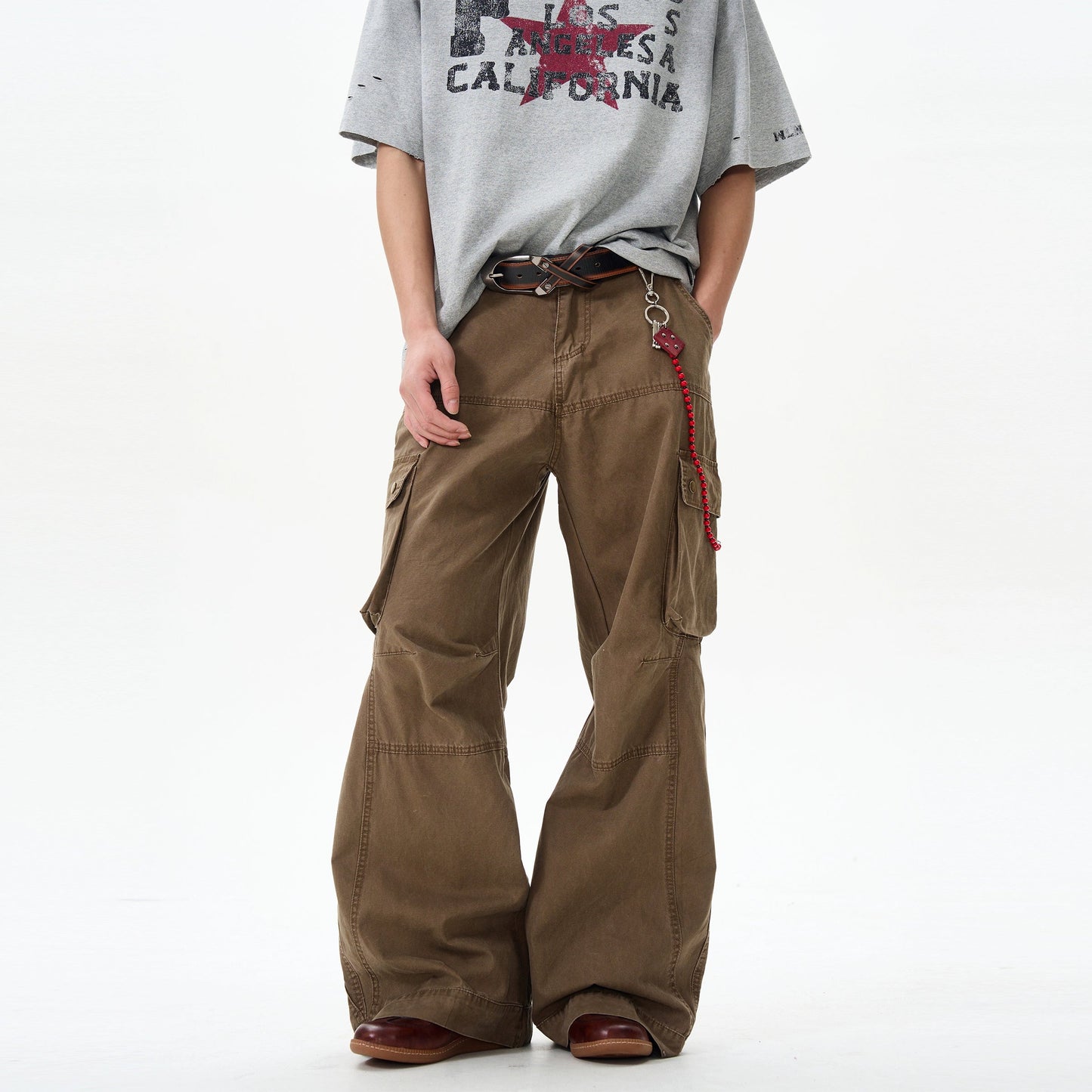Dark Brown Utility Loose Cargo Pants