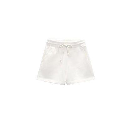 Summer Stretch High Waist Shorts Loose Cotton Short Sleeve T Shirt