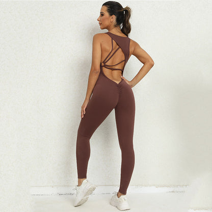 Jumpsuit One Piece Yoga Sleeveless Workout Clothes Running Sportswear Stretch Tight Training Wear