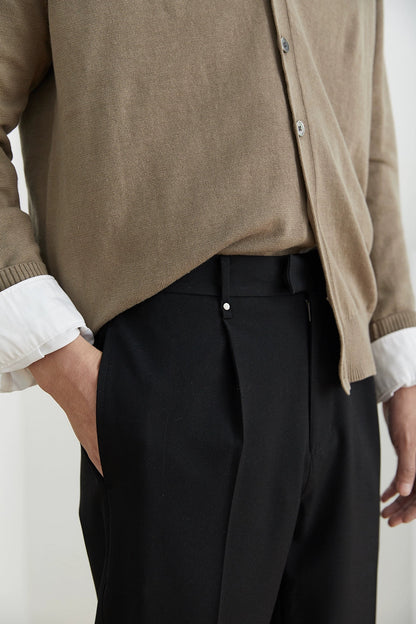 Elastic Waist Wide-leg Cropped Pants