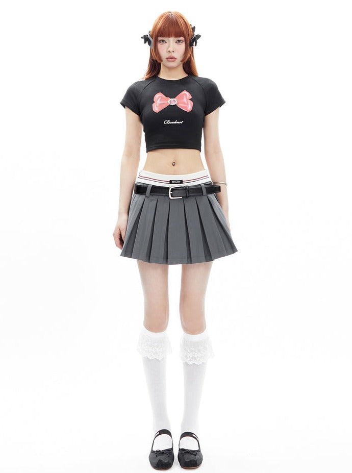 Pleated Tennis Skirt With Striped Waistband