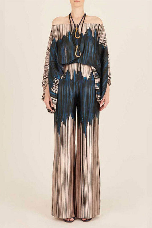 Abstract Waves Two-piece Set - Blue-brown