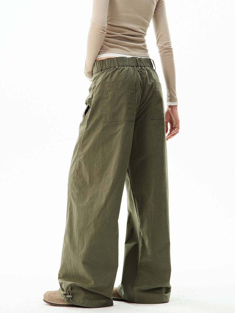 Wide-leg Cargo Pants With Tie-front Detail