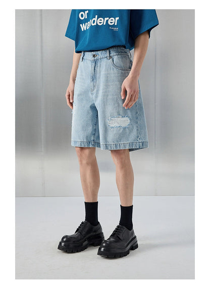 Distressed Patchwork Cropped/short Pants