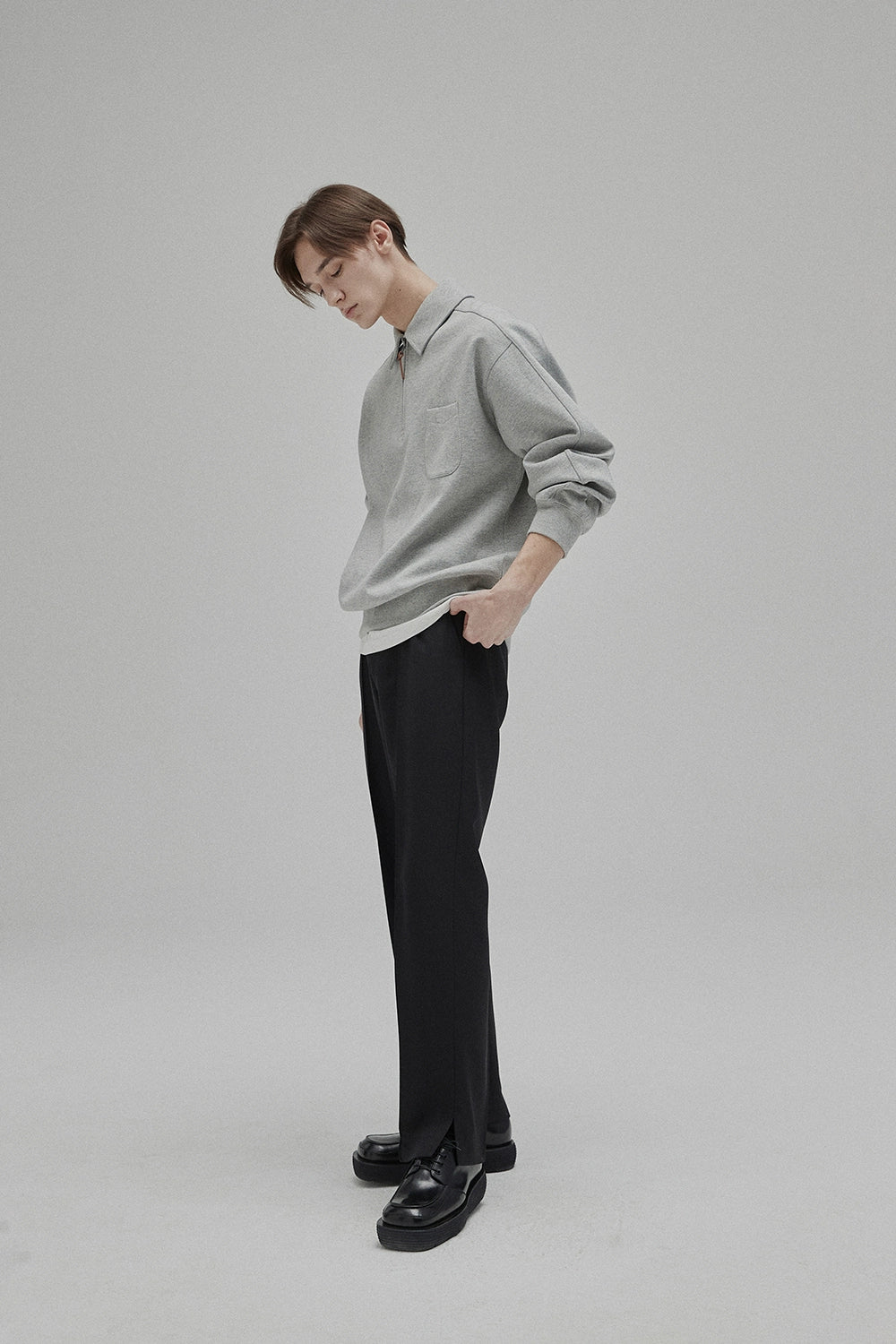 Half-zip Polo Collar Pocket Oversized Sweatshirt