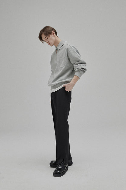 Half-zip Polo Collar Pocket Oversized Sweatshirt