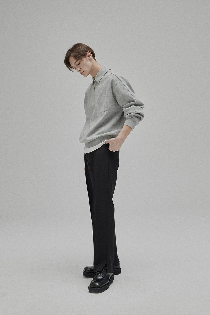Half-zip Polo Collar Pocket Oversized Sweatshirt