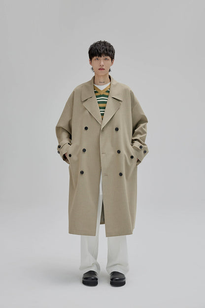 Double-breasted Straight-cut Long Trench Coat
