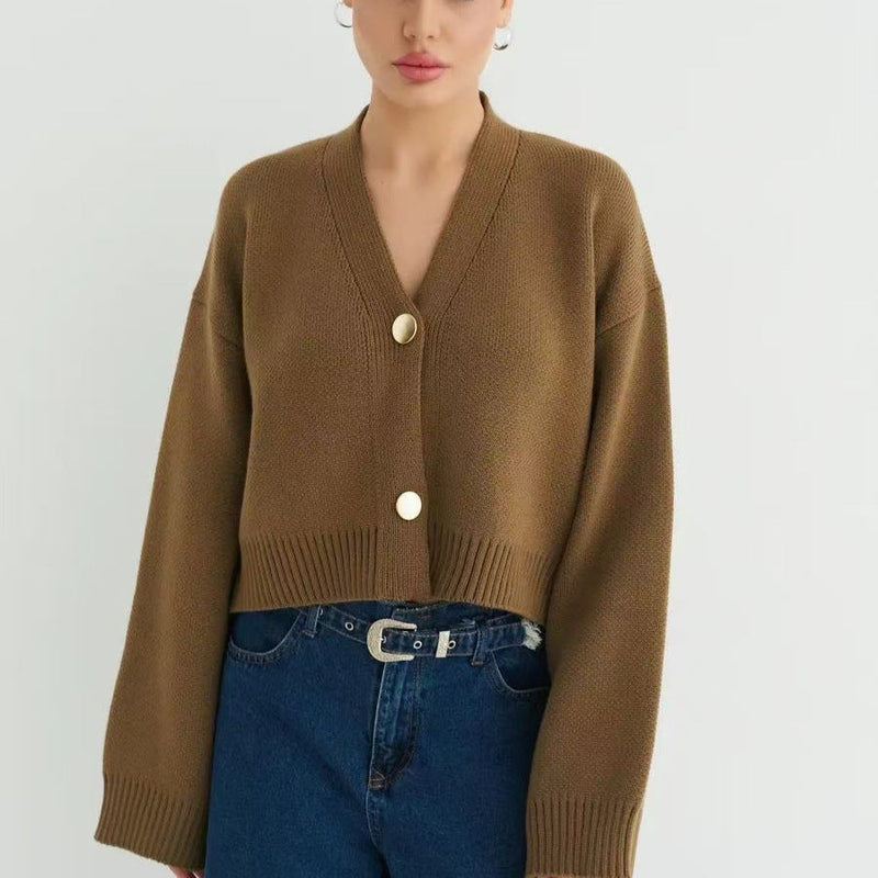 Custom Color V-neck Loose Knit Cardigan