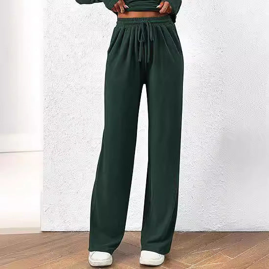 Autumn Suit Asymmetric Long Sleeve T Shirt Wide Leg Pants Wear Sportswear