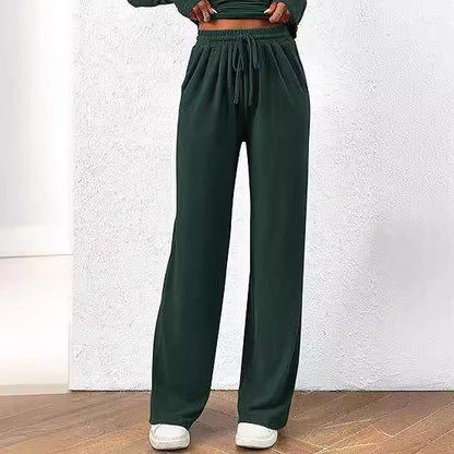 Autumn Suit Asymmetric Long Sleeve T Shirt Wide Leg Pants Wear Sportswear