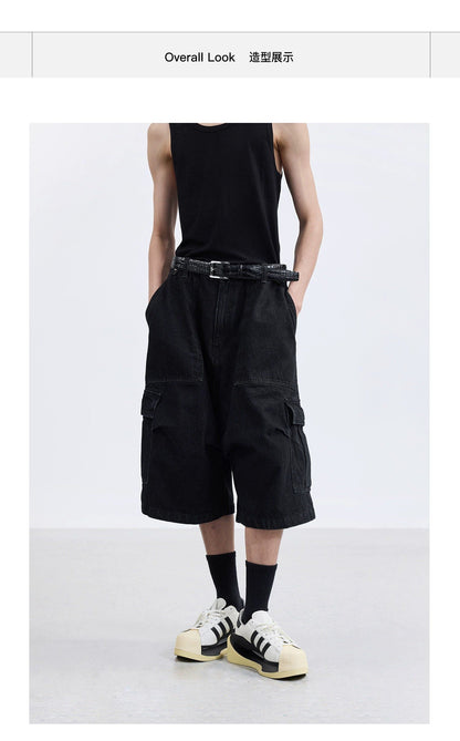 Wide-leg Cargo Capri Pants