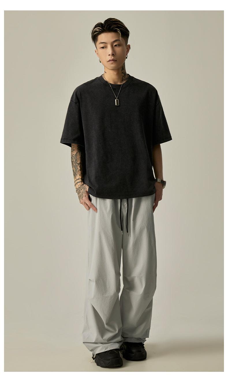 Gray Loose Drawstring Pants