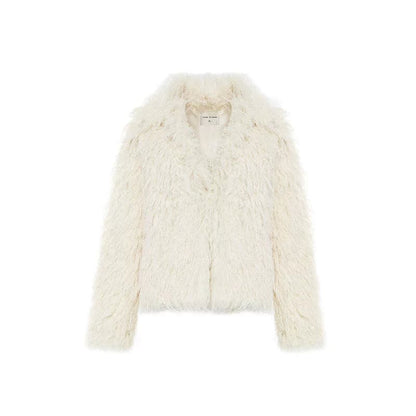 Fluffy Long Lapel Color Versatile Eco-fur Coat