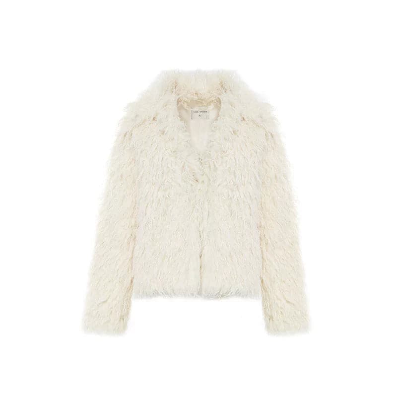 Fluffy Long Lapel Color Versatile Eco-fur Coat