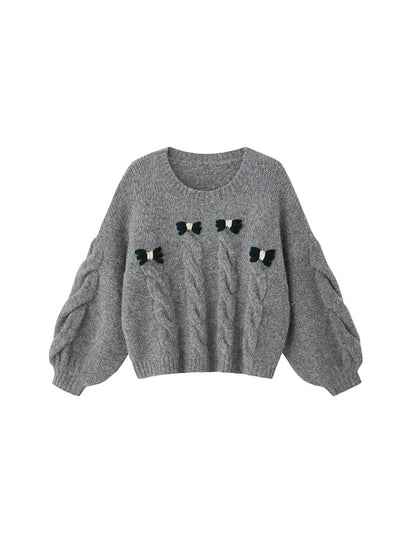 Cable Bow Knit Sweater