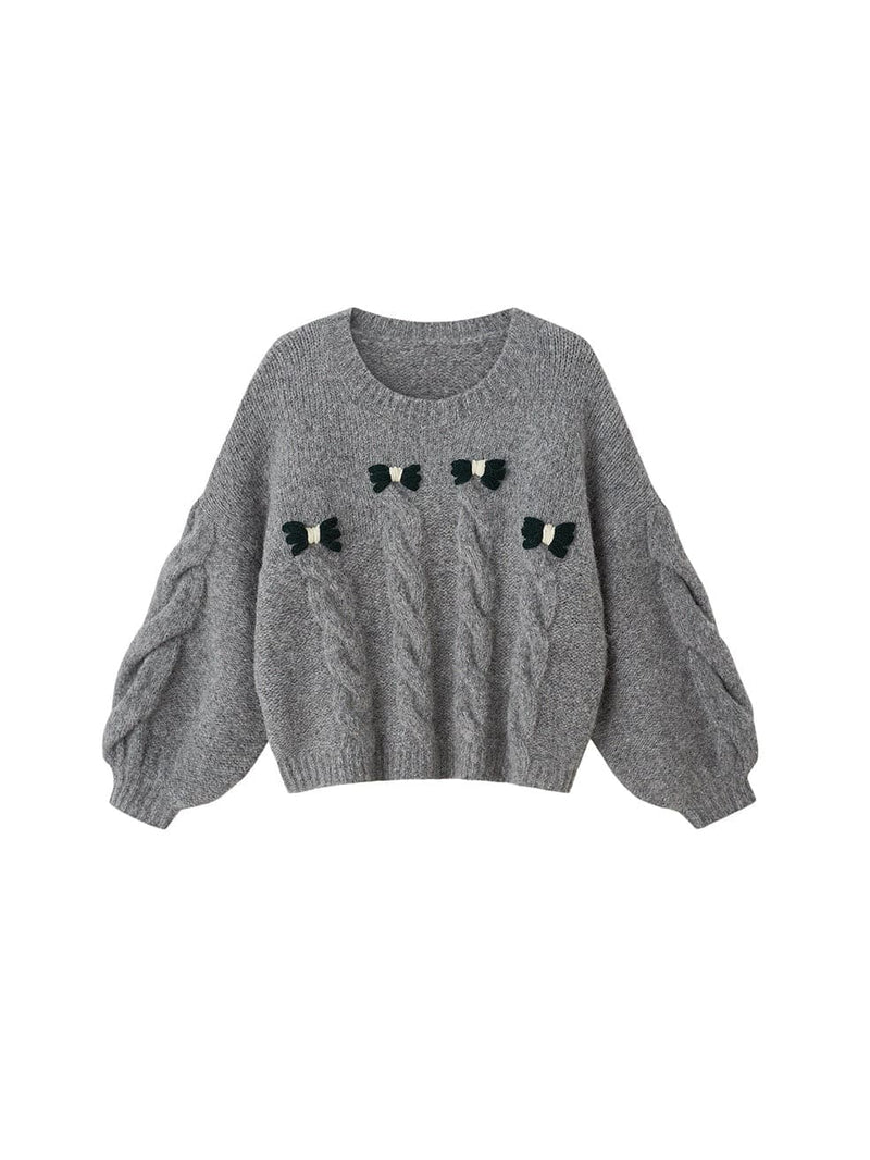 Cable Bow Knit Sweater