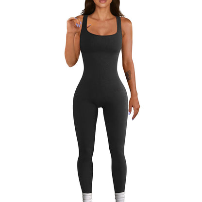 Clothing Sleeveless Vest Jumpsuit Thread Square Collar Hip Raise Slim Fit Jumpsuit