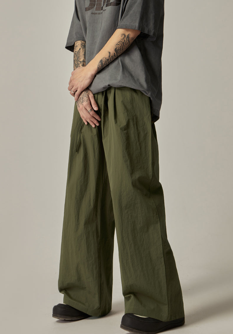 Olive Wide Leg Relaxed Pants