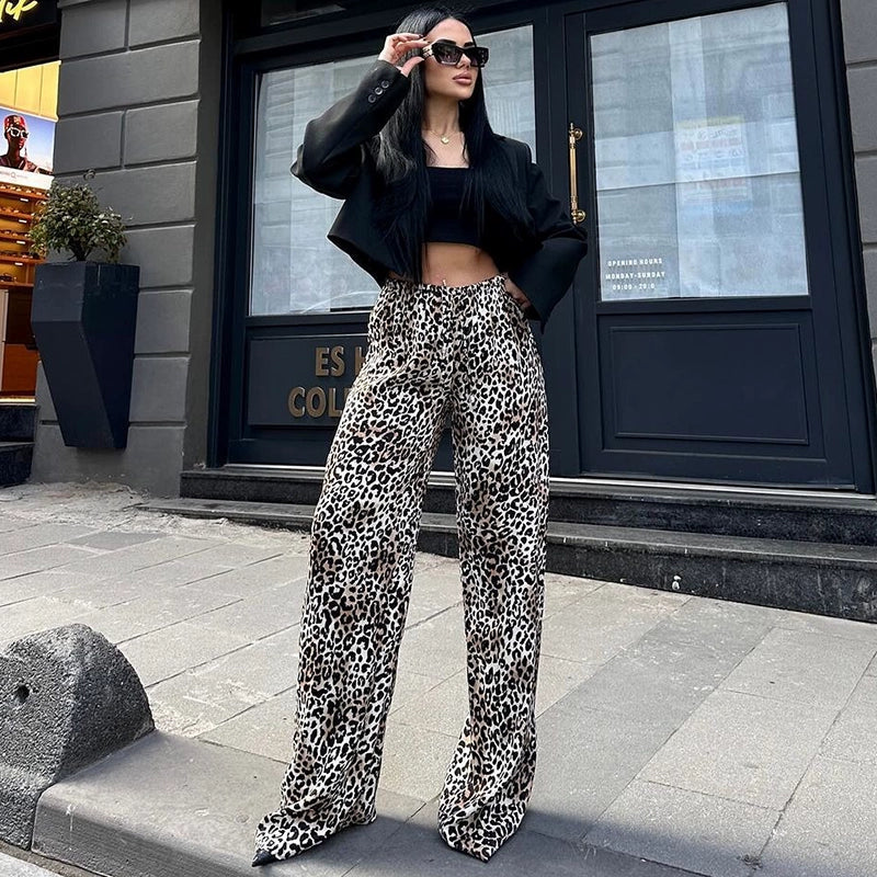 Cristel Leopard Print Wide-leg Pants