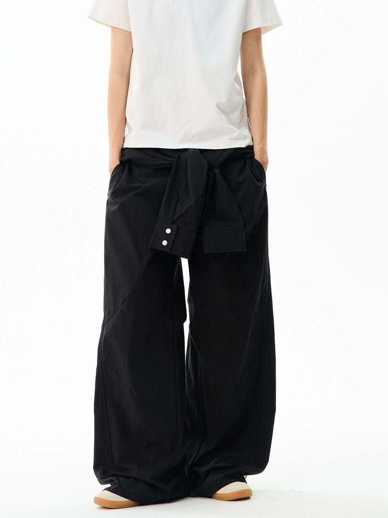 Wide-leg Cargo Pants With Tie-front Detail
