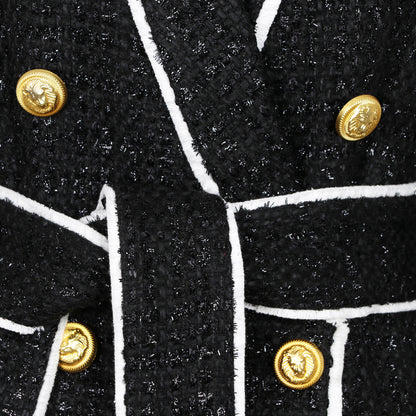 High End Tweed Waist Slimming Business Shorts Blazer Suit Set