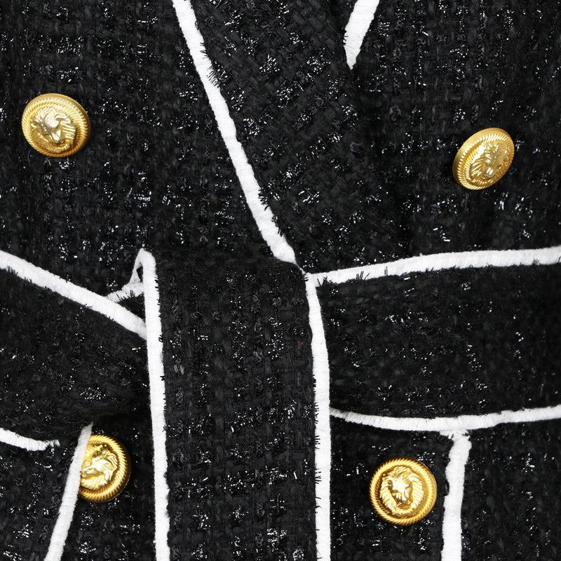 High End Tweed Waist Slimming Business Shorts Blazer Suit Set