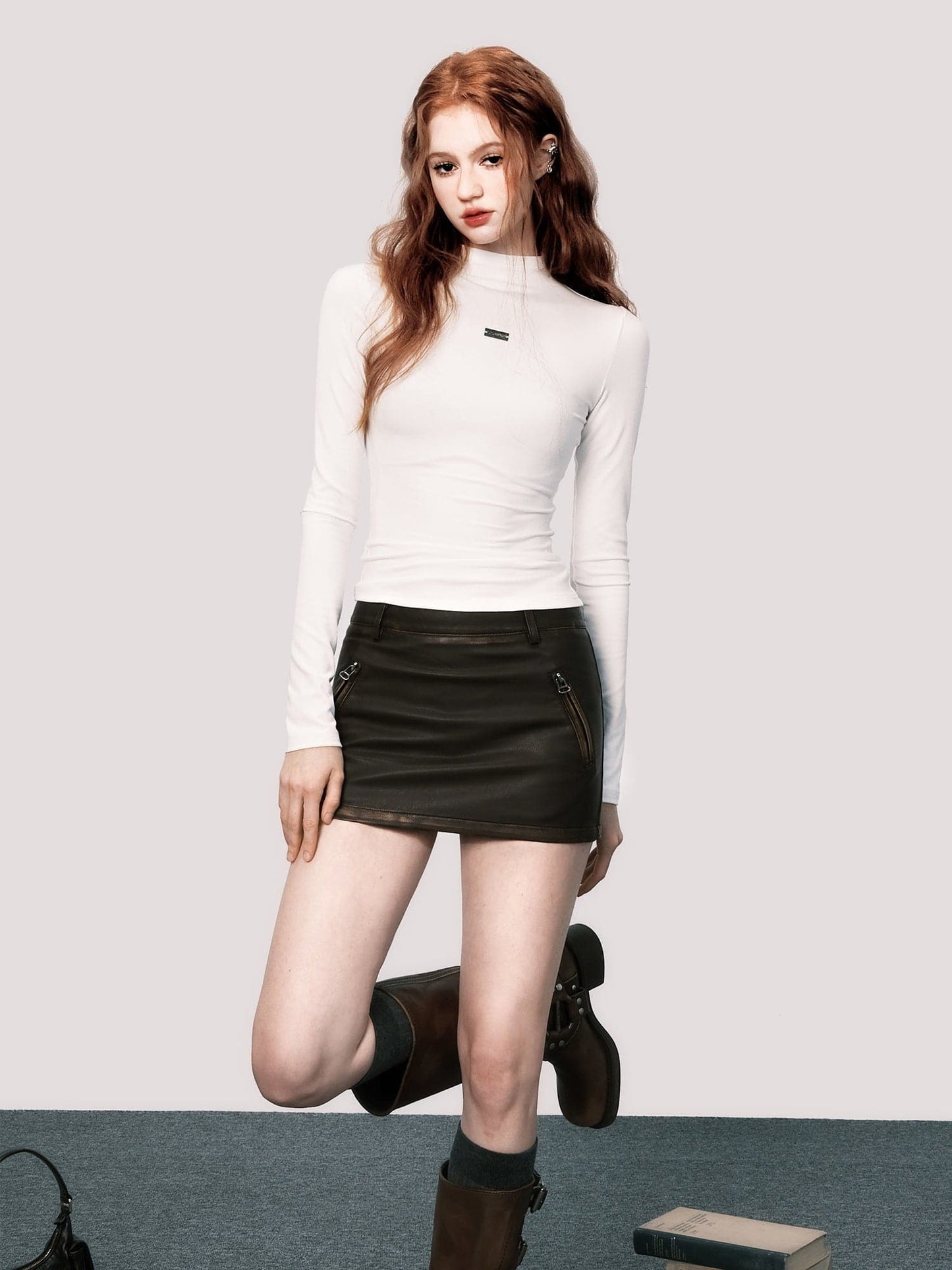 Leather Jacket & Micro Mini Skirt