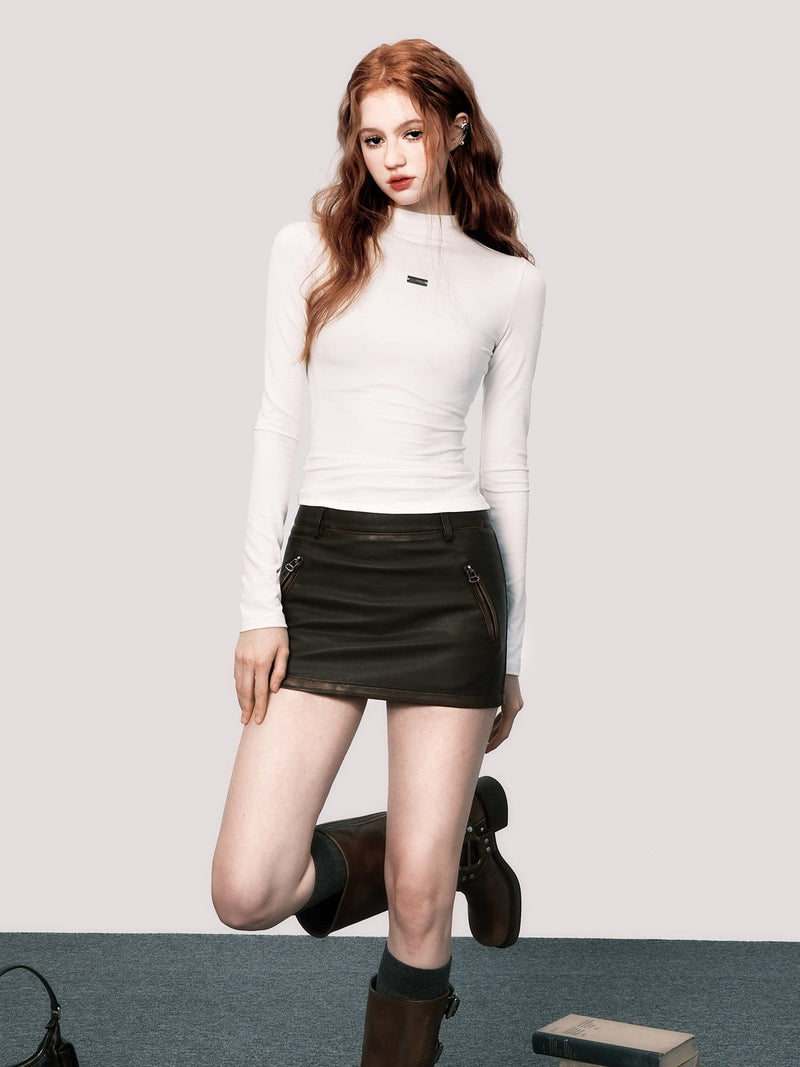 Leather Jacket & Micro Mini Skirt