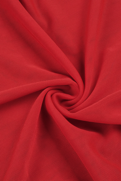 Nydia Red Strapless Sheer Mesh Maxi Dress