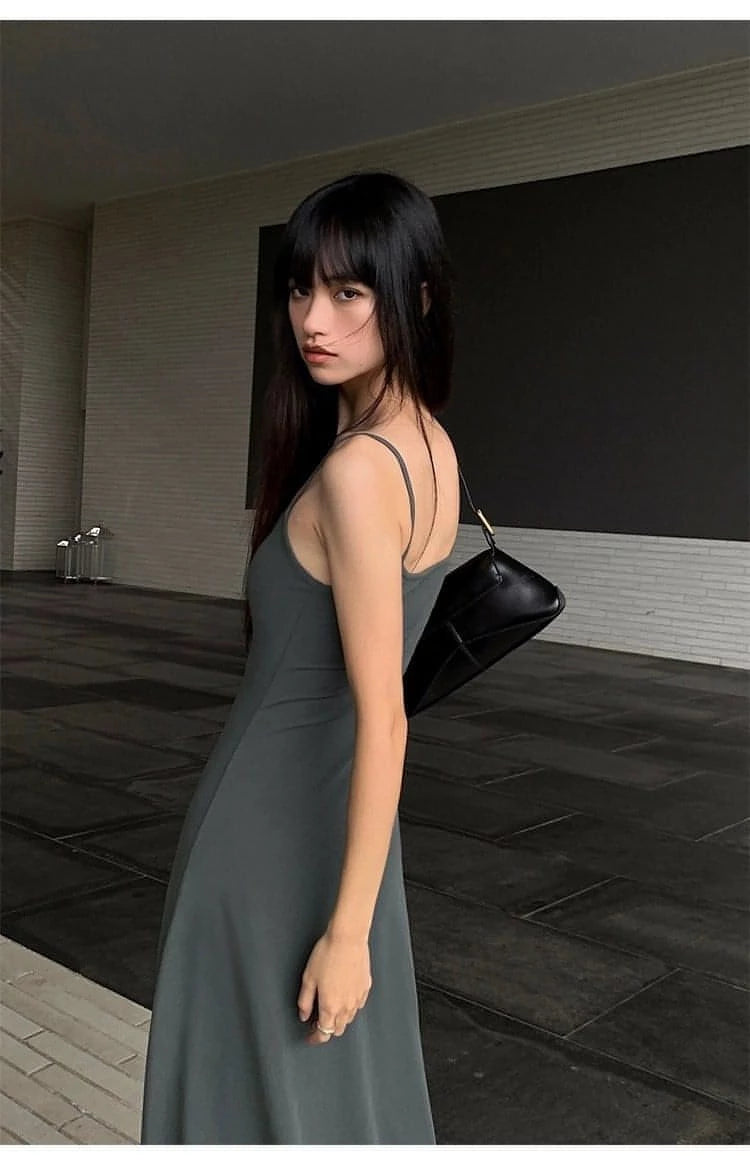 Summer Black Slimming Spaghetti Strap Maxi Dress