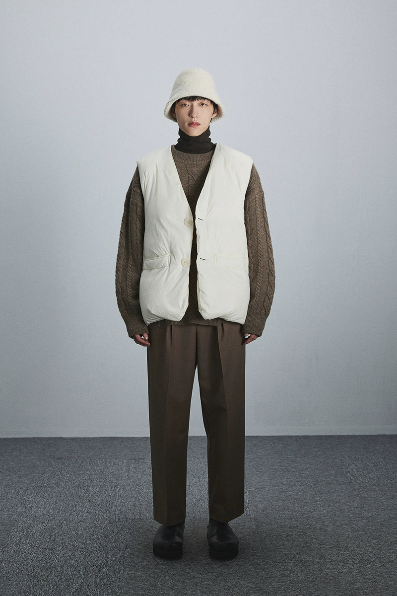 Semi-elastic Waist Wide-leg Cropped Pants