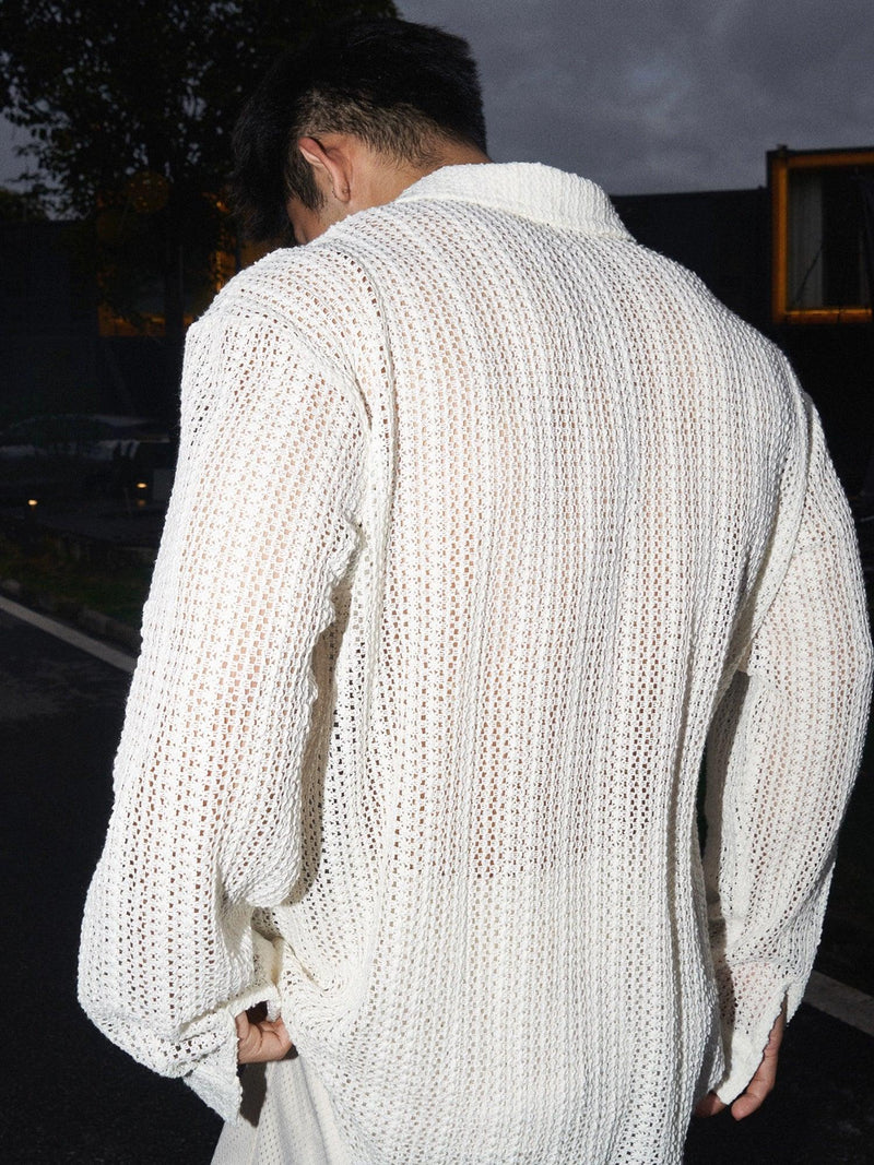 White Open-knit Cardigan