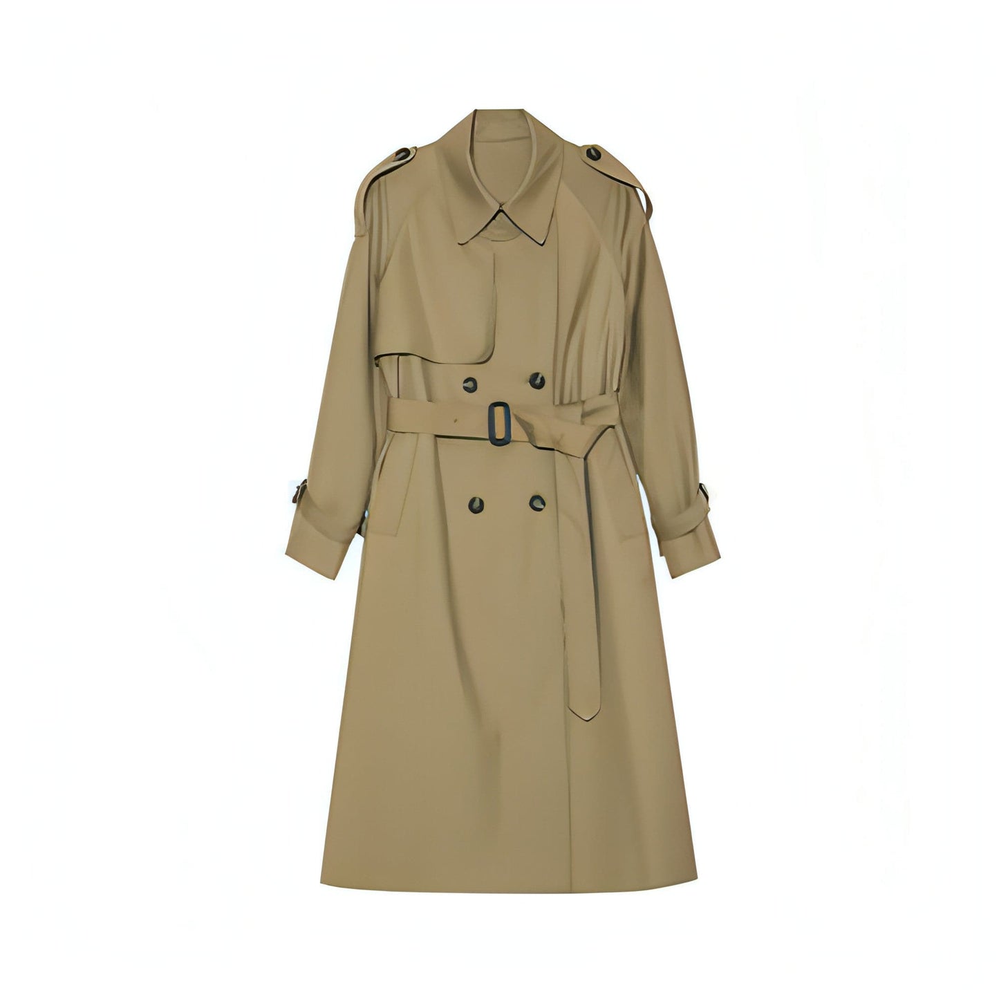 Double-breasted Loose Mid-length Melton Trench Coat