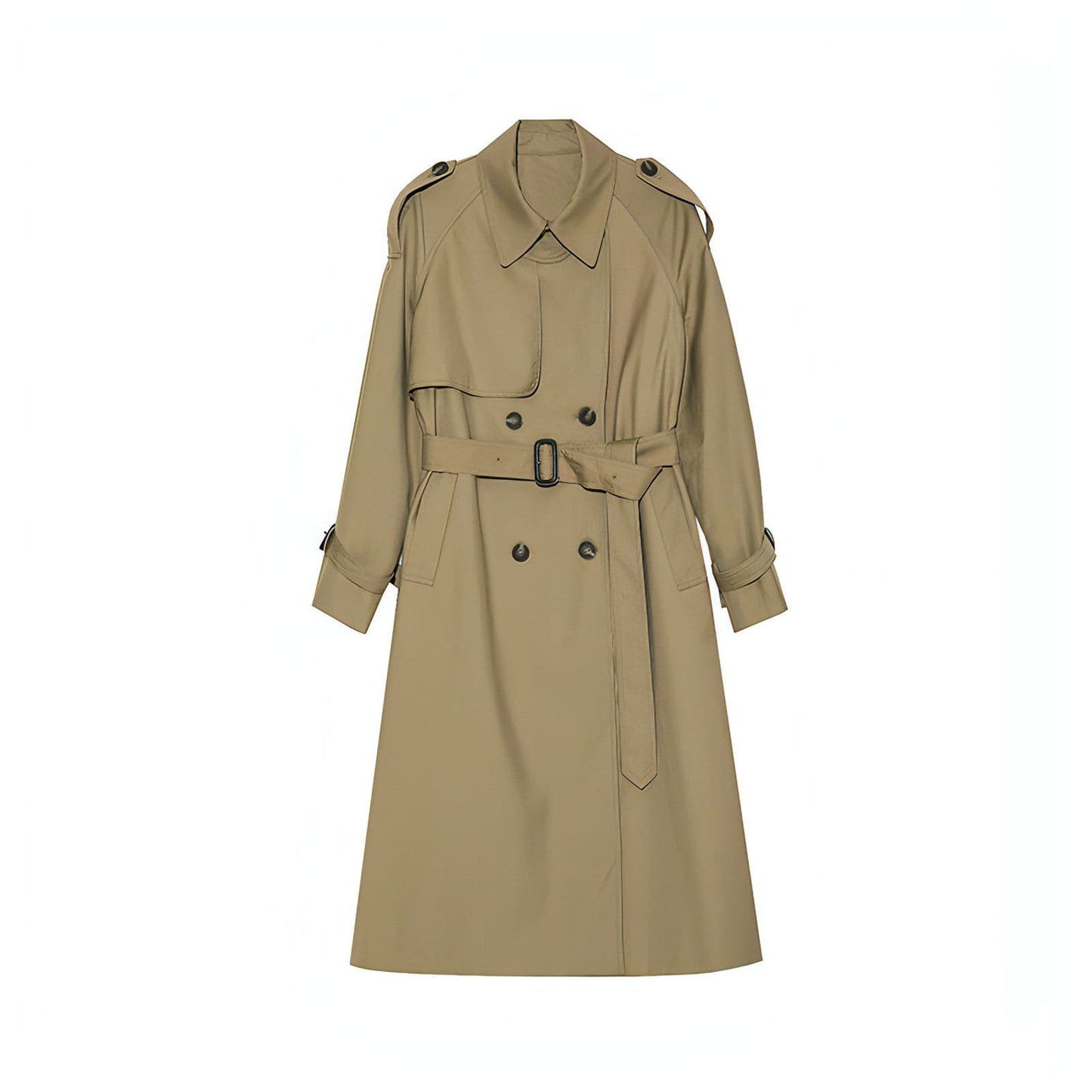 Double-breasted Loose Mid-length Melton Trench Coat